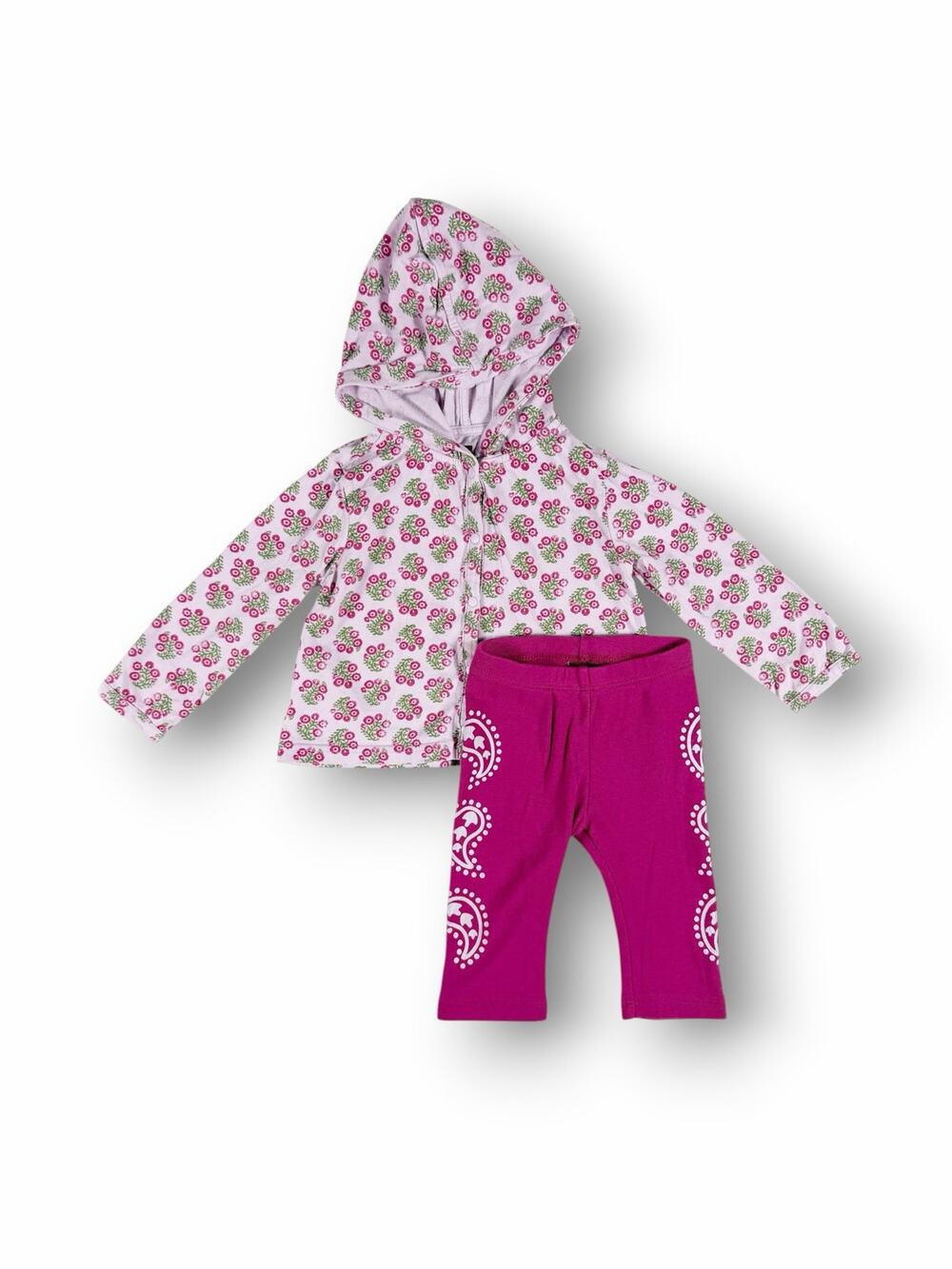 Tea Collection Floral Hooded Button-Up Top & Paisley Pants Size 18–24 Months